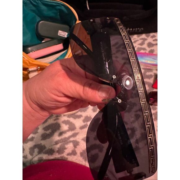 Vintage 1990’s Y2K Versace Sunglasses Black  Oversized shield visor Designer main image 15